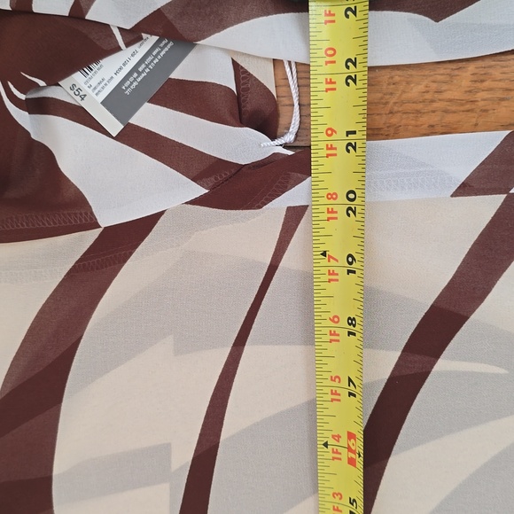 WORTHINGTON WOMEN'S BROWN & WHITE FRONT BUTTON LONG SLEEVE BLOUSE PETITE SMALL - Picture 11 of 16